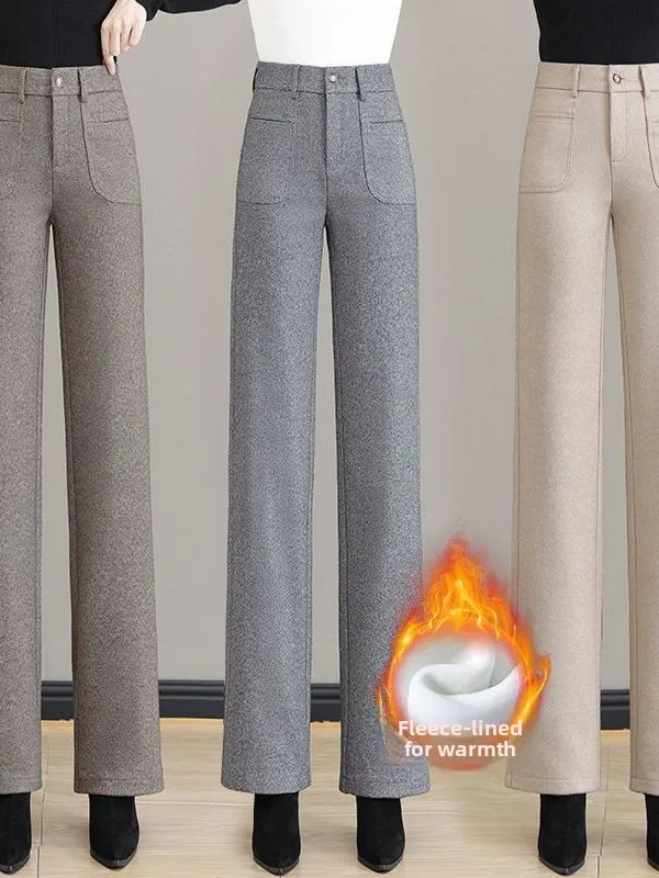 High Waist Thickened Wide Leg Straight Cut Pants Women's Autumn Winter Woolen Slimming Drapey Casual Suit Pants
High Waist Thickened Wide Leg Straight Cut Pants Women's Autumn Winter Woolen Slimming Drapey Casual Suit Pants