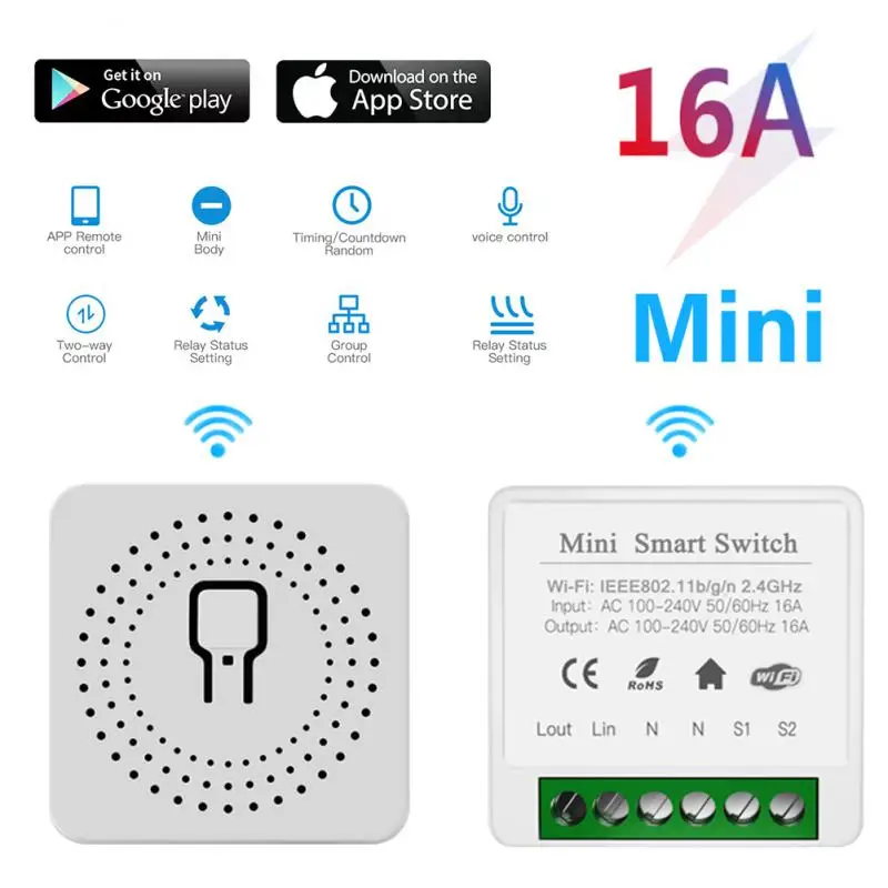 16A Tuya Smart WiFi Switch 2-way Control Switch Mini Smart Breaker Smart Life Control Support Alexa Google Home Yandex Alice
16A Tuya Smart WiFi Switch 2-way Control Switch Mini Smart Breaker Smart Life Control Support Alexa Google Home Yandex Alice