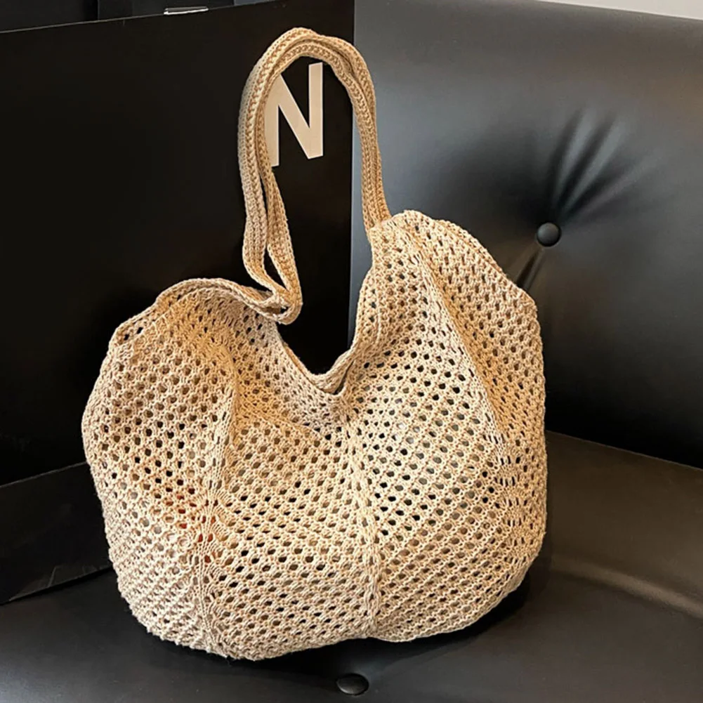 Women Knitting Shoulder Bag Hollow Out Crochet Mesh Bag Large Capacity Knitted Tote Handbag Ladies Daily Handbag
Women Knitting Shoulder Bag Hollow Out Crochet Mesh Bag Large Capacity Knitted Tote Handbag Ladies Daily Handbag