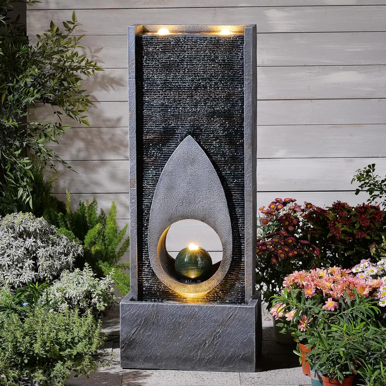 46.5" H Large Indoor Water Fountains - Modern Rectangular with Sphere - Waterfall Fountain for Indoor or Outdoor with, Custom
46.5" H Large Indoor Water Fountains - Modern Rectangular with Sphere - Waterfall Fountain for Indoor or Outdoor with, Custom