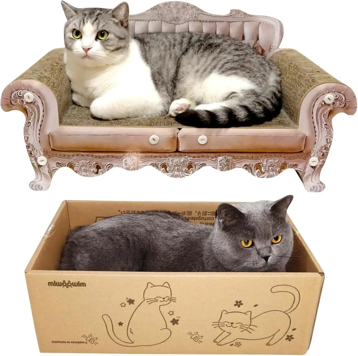 Cat Scratcher Bed, 23 H Kitty Couch And 17.3 H Scratch Box With Pad, Modern Large Kitten Lounger For Indoor Cats,Unique Cute
Cat Scratcher Bed, 23 H Kitty Couch And 17.3 H Scratch Box With Pad, Modern Large Kitten Lounger For Indoor Cats,Unique Cute
