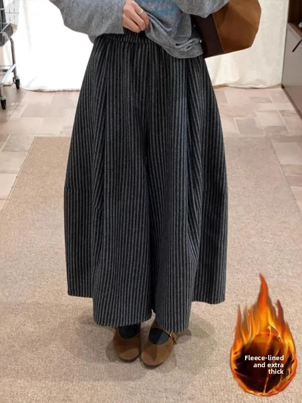 Простые свободные широкие полосатые брюки, зимние повседневные 8-точечные женские теплые брюки прямого кроя с высокой талией для женщин
Простые свободные широкие полосатые брюки, зимние повседневные 8-точечные женские теплые брюки прямого кроя с высокой талией для женщин