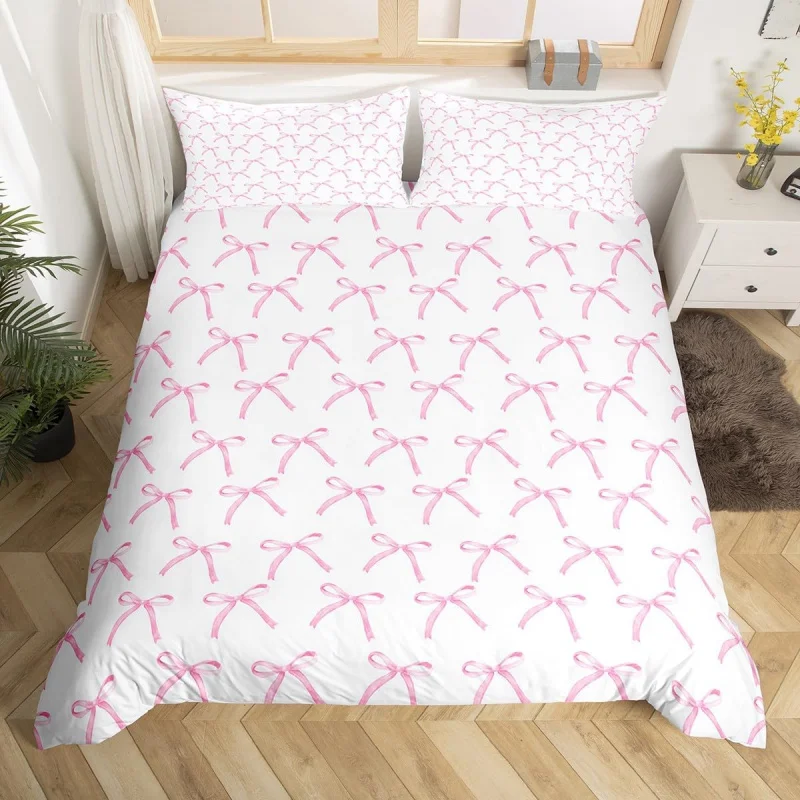 Cartoon Pink Bow Princess Bedding set, girls' Bedroom Decoration Pink And White Duvet cover, 2 Pillowcases
Cartoon Pink Bow Princess Bedding set, girls' Bedroom Decoration Pink And White Duvet cover, 2 Pillowcases