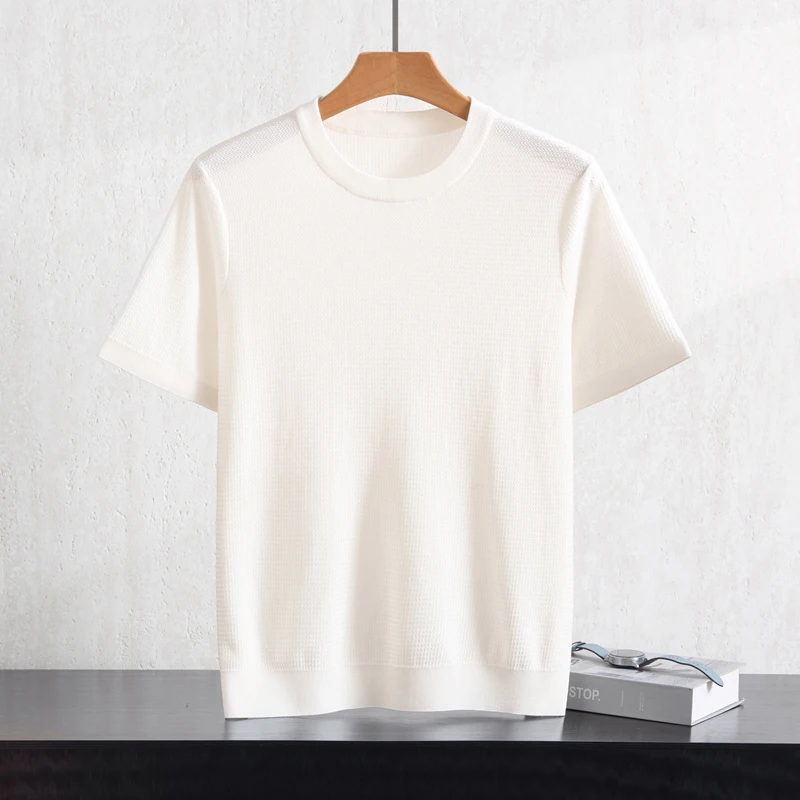 Summer Ultra Fine Colored Wool T Shirt Men's Knitted O-Neck Breathable Thin 100% Lyocell Short Sleeve Pullover Casual Tops Tees
Summer Ultra Fine Colored Wool T Shirt Men's Knitted O-Neck Breathable Thin 100% Lyocell Short Sleeve Pullover Casual Tops Tees