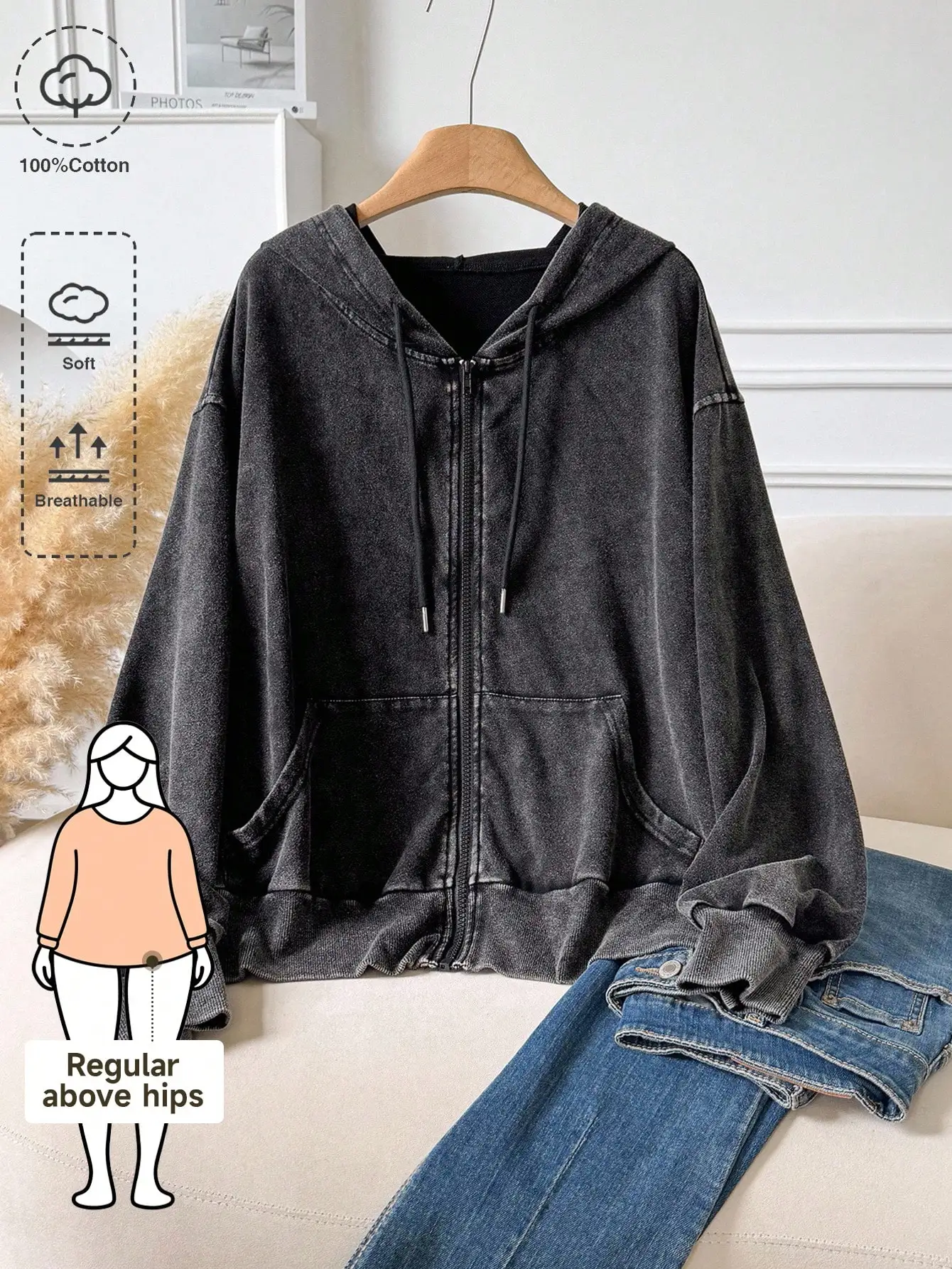 Женская толстовка оверсайз на молнии с карманами, из мягкого стираного хлопка, повседневная, с длинным рукавом
Женская толстовка оверсайз на молнии с карманами, из мягкого стираного хлопка, повседневная, с длинным рукавом