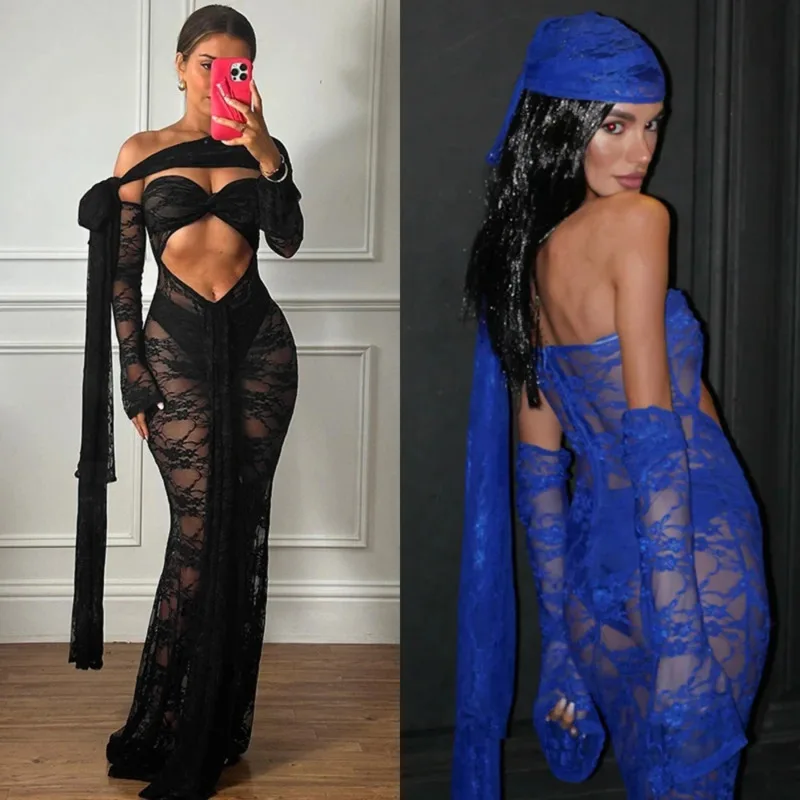 INS Summer New Perspective Mesh Long Skirt Sexy Chest Hugging Long Sleeved Lace Dress New Fashionable Women's Party Club Dress
INS Summer New Perspective Mesh Long Skirt Sexy Chest Hugging Long Sleeved Lace Dress New Fashionable Women's Party Club Dress