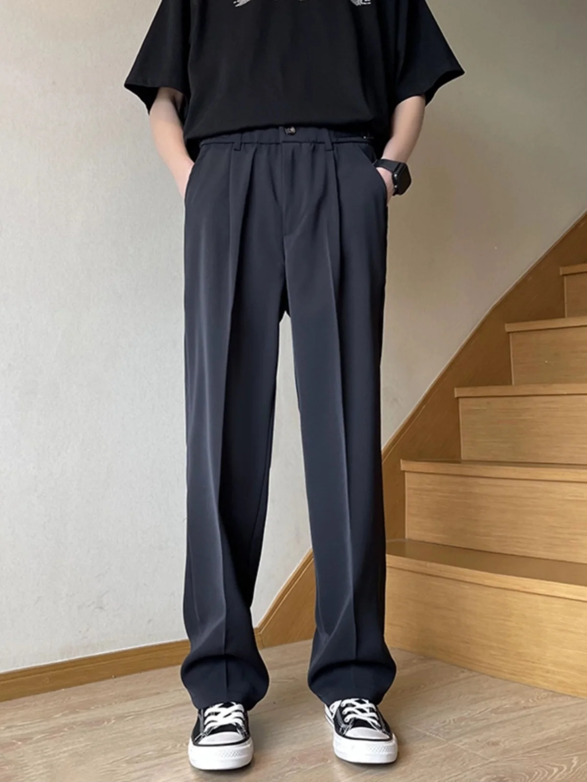 Мужские летние брюки из ледяного шелка: тонкие, полугибкие, свободные, прямые, повседневные, длинные, в корейском стиле, универсальные, свободного кроя
Мужские летние брюки из ледяного шелка: тонкие, полугибкие, свободные, прямые, повседневные, длинные, в корейском стиле, универсальные, свободного кроя