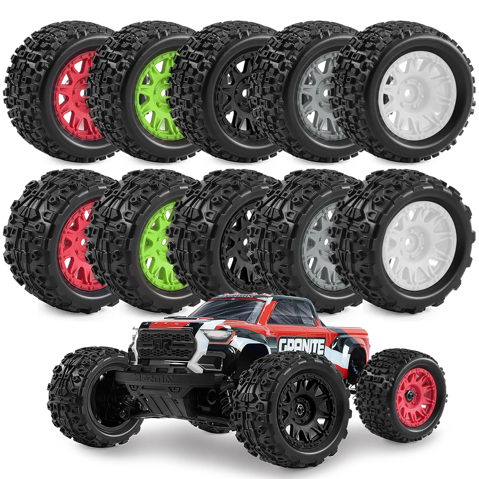 4pcs Monster Truck Wheel Tires with 12mm Wheel Hex for ARRMA 1/18 Granite/Typhon Grom RC Car Upgrade Parts
4pcs Monster Truck Wheel Tires with 12mm Wheel Hex for ARRMA 1/18 Granite/Typhon Grom RC Car Upgrade Parts