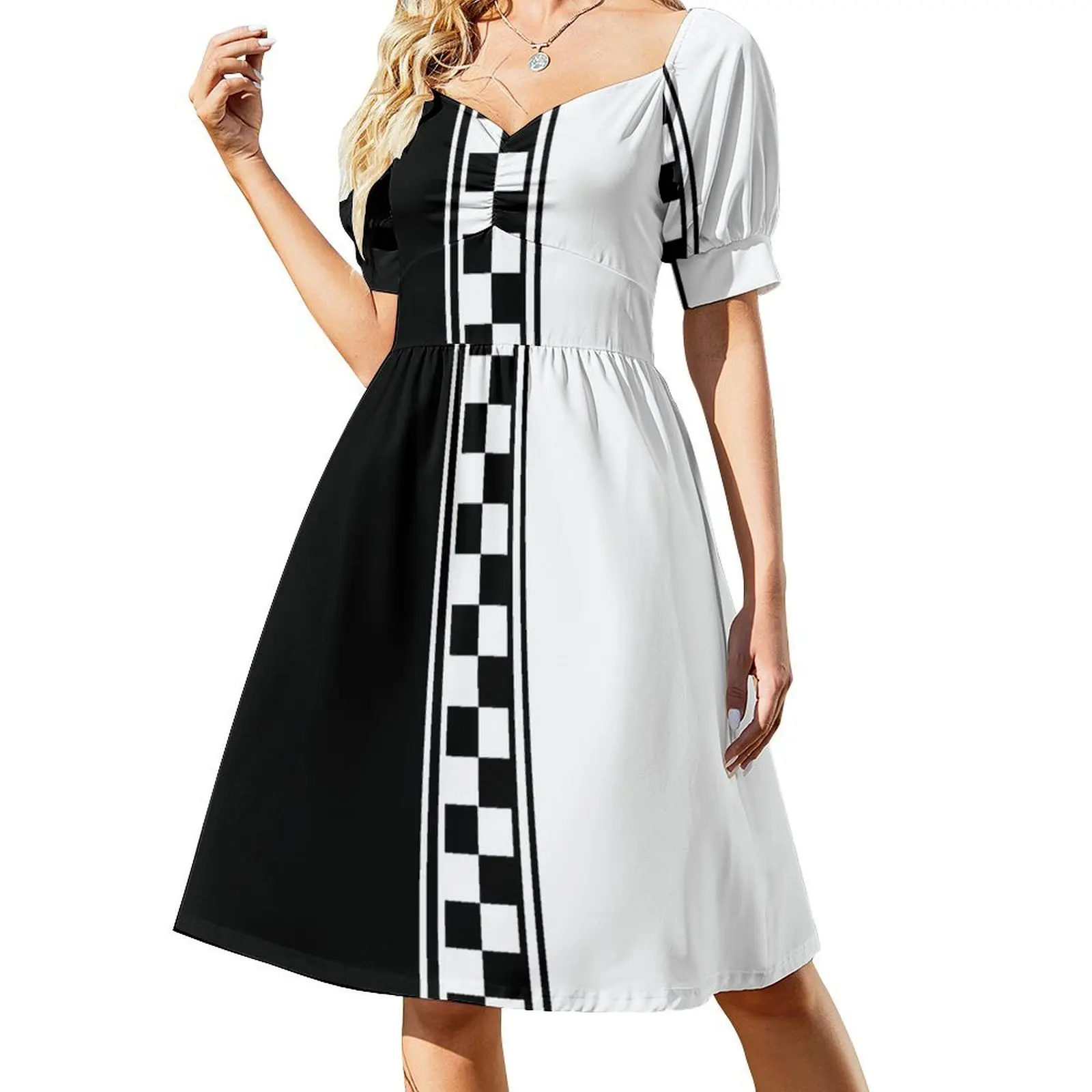 Stylish black and white ska inspired v2 Short Sleeved Dress Woman's evening dress Dress
Stylish black and white ska inspired v2 Short Sleeved Dress Woman's evening dress Dress