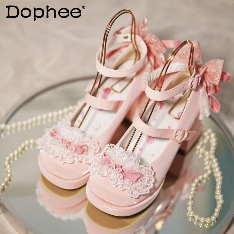 Original Lolita Lace Bow Flower Wedding High Heels Autumn New Japanese Style Sweet Girl Elegant Mary Jane Shoes Platform Heels
Original Lolita Lace Bow Flower Wedding High Heels Autumn New Japanese Style Sweet Girl Elegant Mary Jane Shoes Platform Heels