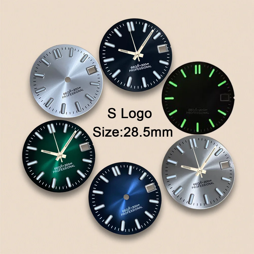 28.5mm S Logo Sunray Dial Suitable For NH35/NH36 Japanese Movement Green Luminous High Quality Dive Watches Modified Accessories
28.5mm S Logo Sunray Dial Suitable For NH35/NH36 Japanese Movement Green Luminous High Quality Dive Watches Modified Accessories