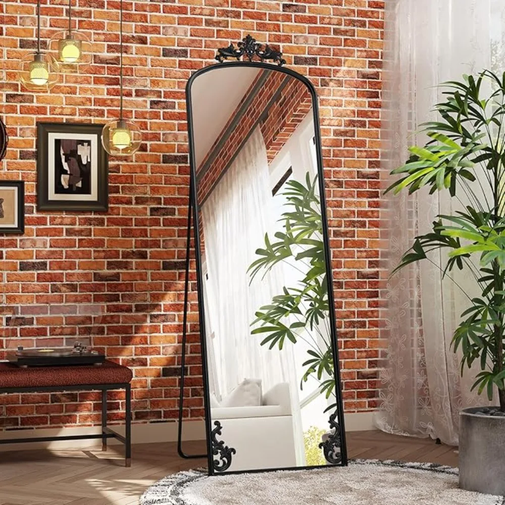 Arched full-length mirror with carved metal frame, 65 inches x 21 inches floor length, with bracket, full body mirror
Arched full-length mirror with carved metal frame, 65 inches x 21 inches floor length, with bracket, full body mirror