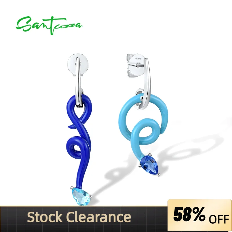 SANTUZZA 925 Sterling Silver Earrings For Women Sky Blue Stones Enamel Irregular Asymmetric Curved Line Fine Jewelry Handmade
SANTUZZA 925 Sterling Silver Earrings For Women Sky Blue Stones Enamel Irregular Asymmetric Curved Line Fine Jewelry Handmade