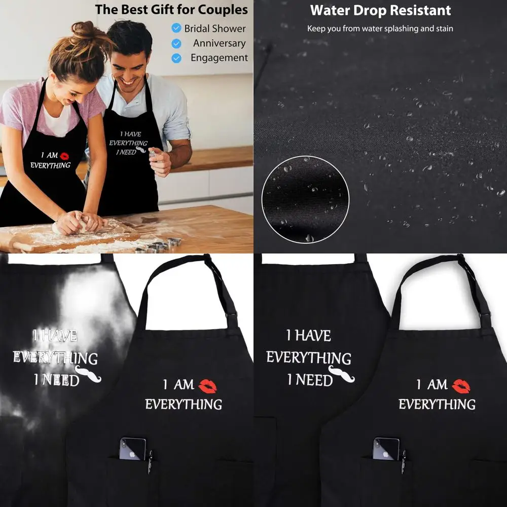 Couple's Waterproof Aprons, Christmas Gift, Adjustable Neck Strap, Long Ties, 2 Pockets (Black)
Couple's Waterproof Aprons, Christmas Gift, Adjustable Neck Strap, Long Ties, 2 Pockets (Black)