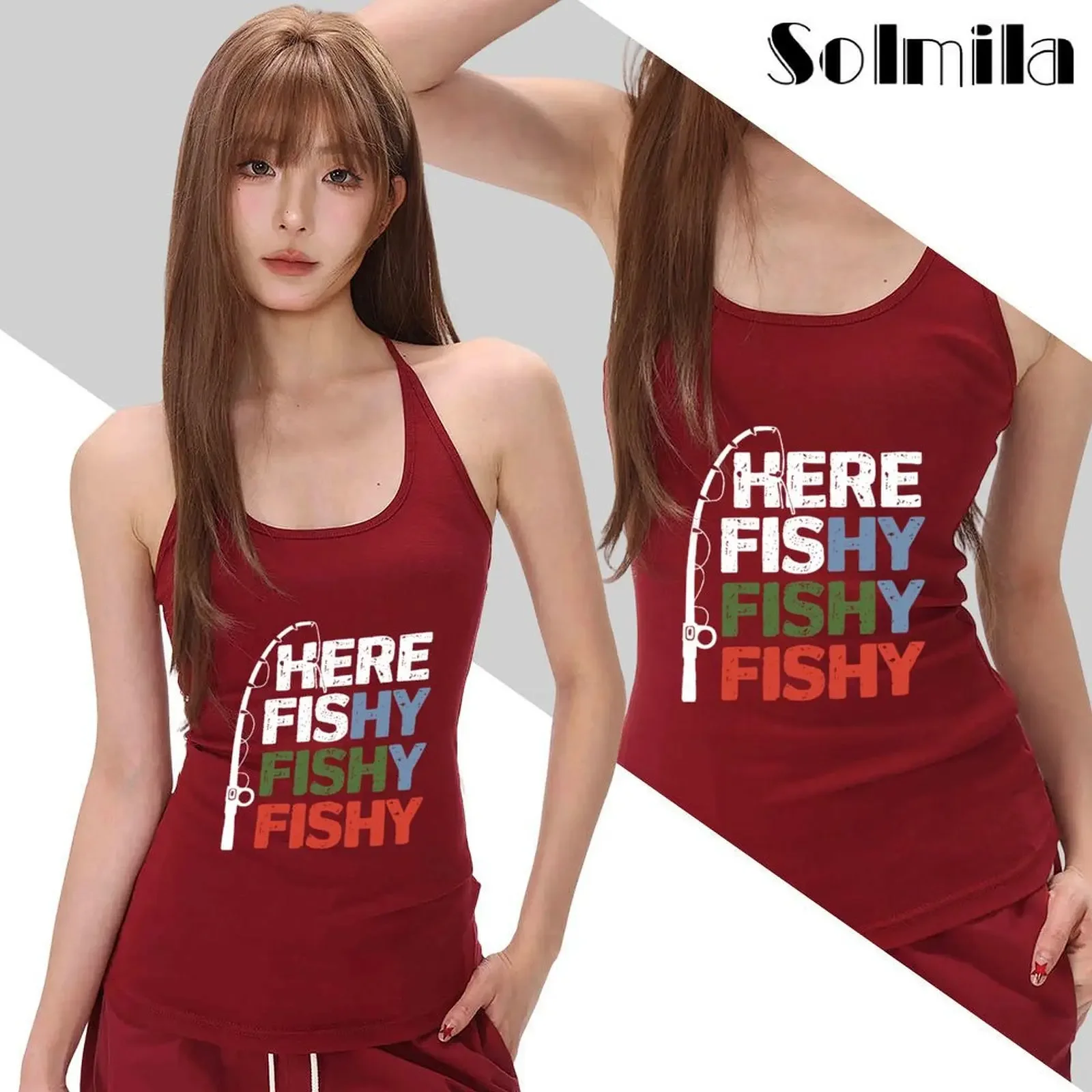 Women Summer Letter Print Claret Sleeveless Halter Vests Fashion Casual Claret Color Tops Breathable Beach Or Streetwear Tee
Women Summer Letter Print Claret Sleeveless Halter Vests Fashion Casual Claret Color Tops Breathable Beach Or Streetwear Tee