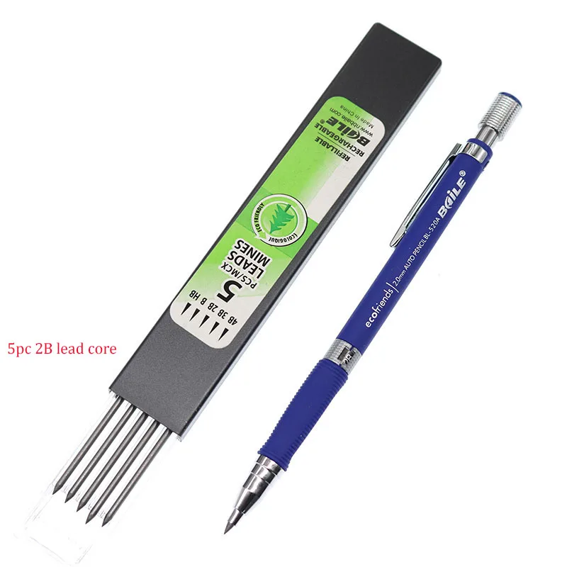 1pc+1 Box=1 Set/mechanical Pencil 2mm 2B Lead Core Automatic Mechanical Drawing Pencil 5 Refill Writing Automatic Pencil Set
1pc+1 Box=1 Set/mechanical Pencil 2mm 2B Lead Core Automatic Mechanical Drawing Pencil 5 Refill Writing Automatic Pencil Set
