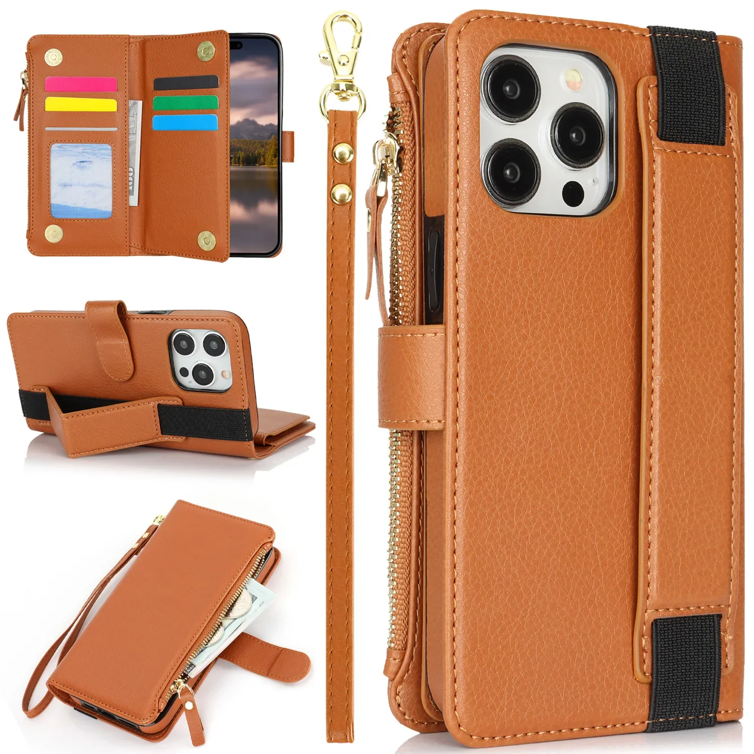 Wristband Zipper Purse Wallet Case For iPhone 16 Pro Max 15 Plus 14 13 12 11 8 XS Multi 6 Cards Leather Wrist Strap Flip Cover
Wristband Zipper Purse Wallet Case For iPhone 16 Pro Max 15 Plus 14 13 12 11 8 XS Multi 6 Cards Leather Wrist Strap Flip Cover