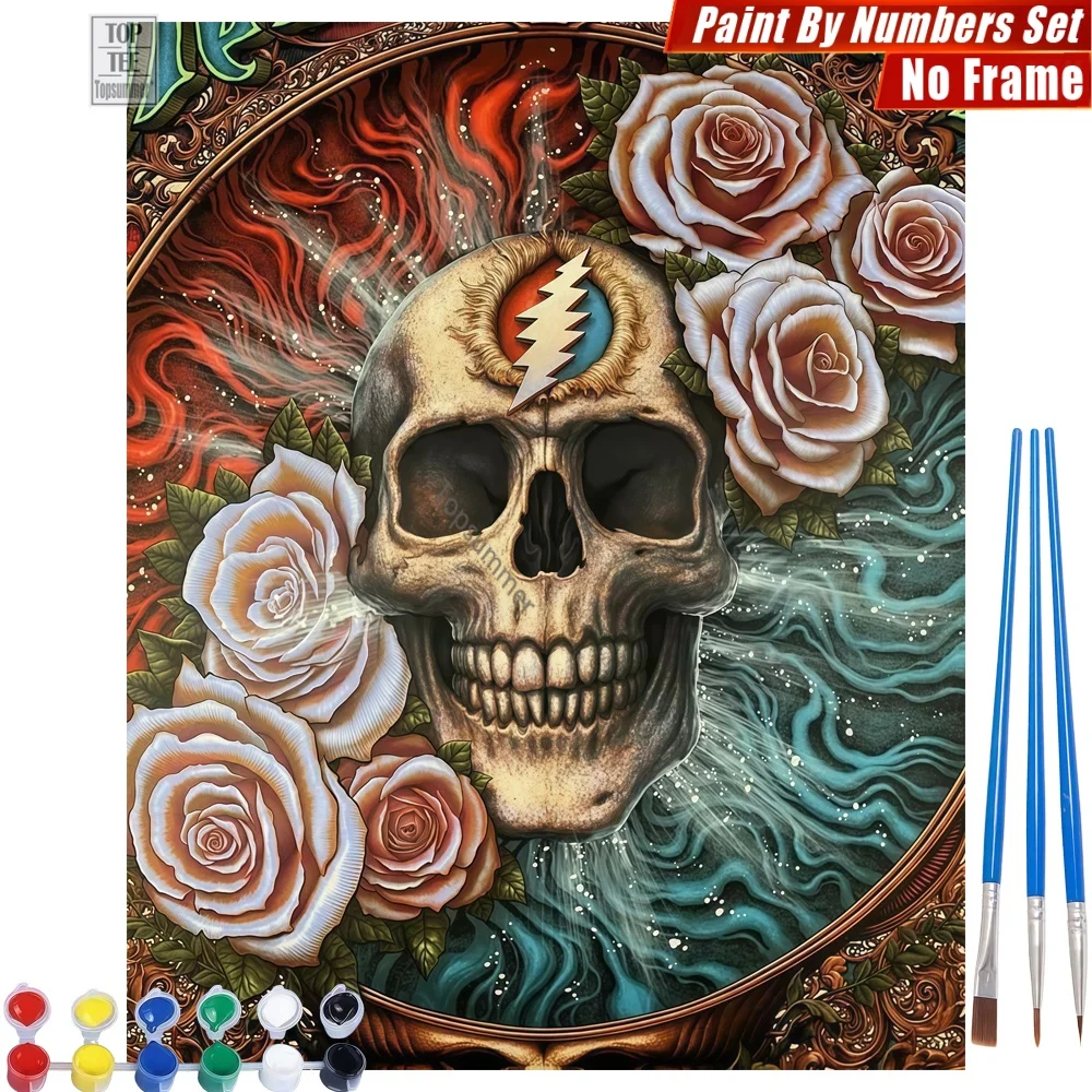 Skull roses lightning Painting By Numbers Kit - Mysterious rock style Living Room Wall Art Valentine's Day Gift For Son
Skull roses lightning Painting By Numbers Kit - Mysterious rock style Living Room Wall Art Valentine's Day Gift For Son