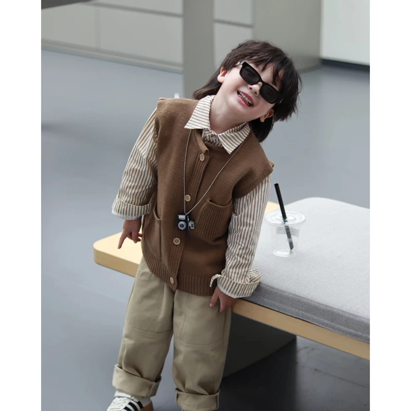 3 PCS set Spring Autumn Boy Clothing set Knit vest+Stripe Shirts+Pant Kids Suit Children baby toddler boys Handsome clothes 2-10
3 PCS set Spring Autumn Boy Clothing set Knit vest+Stripe Shirts+Pant Kids Suit Children baby toddler boys Handsome clothes 2-10