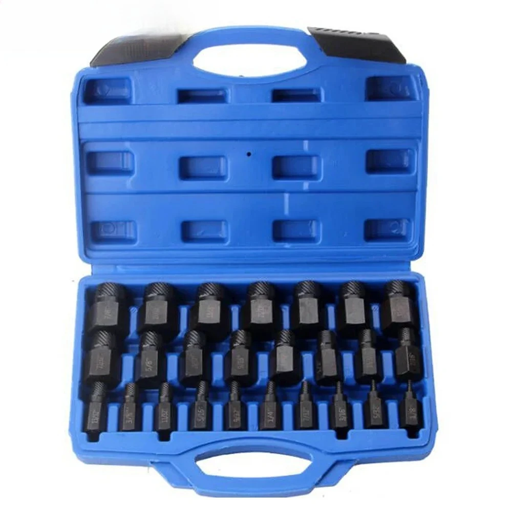 25Pcs Hex Head Multi-Spline Bolt Set Chrome Molybdenum Alloy Steel Rounded Bolt Remover Screw Extractor Set with Box
25Pcs Hex Head Multi-Spline Bolt Set Chrome Molybdenum Alloy Steel Rounded Bolt Remover Screw Extractor Set with Box