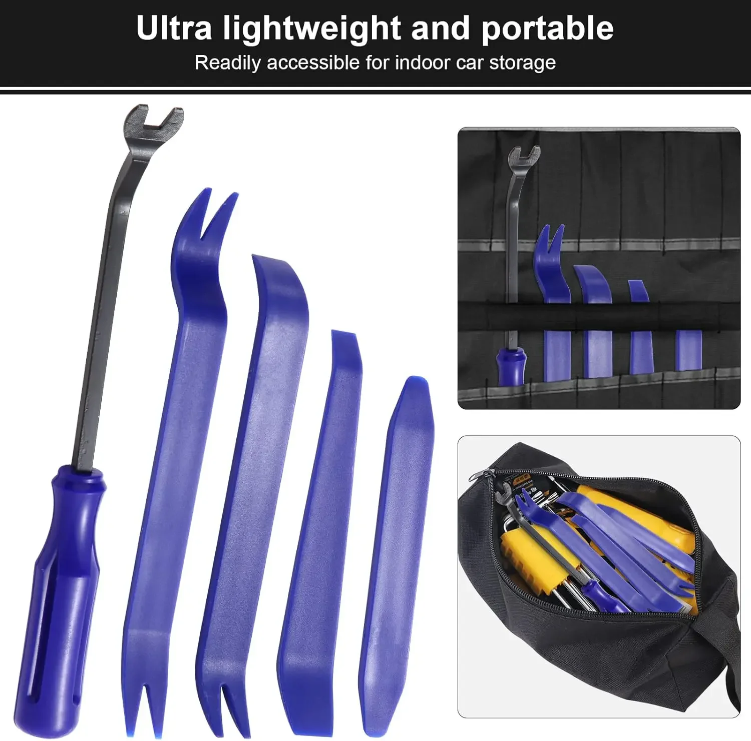 5 pcs Auto Trim Removal Tool Kit, Auto Body Pry Set, Non Scratch Dash Trim Automotive Molding Removal,Handy Remover and Fastener
5 pcs Auto Trim Removal Tool Kit, Auto Body Pry Set, Non Scratch Dash Trim Automotive Molding Removal,Handy Remover and Fastener