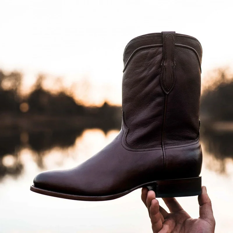 Men's Classic Full-Grain Leather Western Boots Square-Toe Mid-Calf Cowboy Boots Timeless Footwear for Casual Wear Rodeo Events
Men's Classic Full-Grain Leather Western Boots Square-Toe Mid-Calf Cowboy Boots Timeless Footwear for Casual Wear Rodeo Events