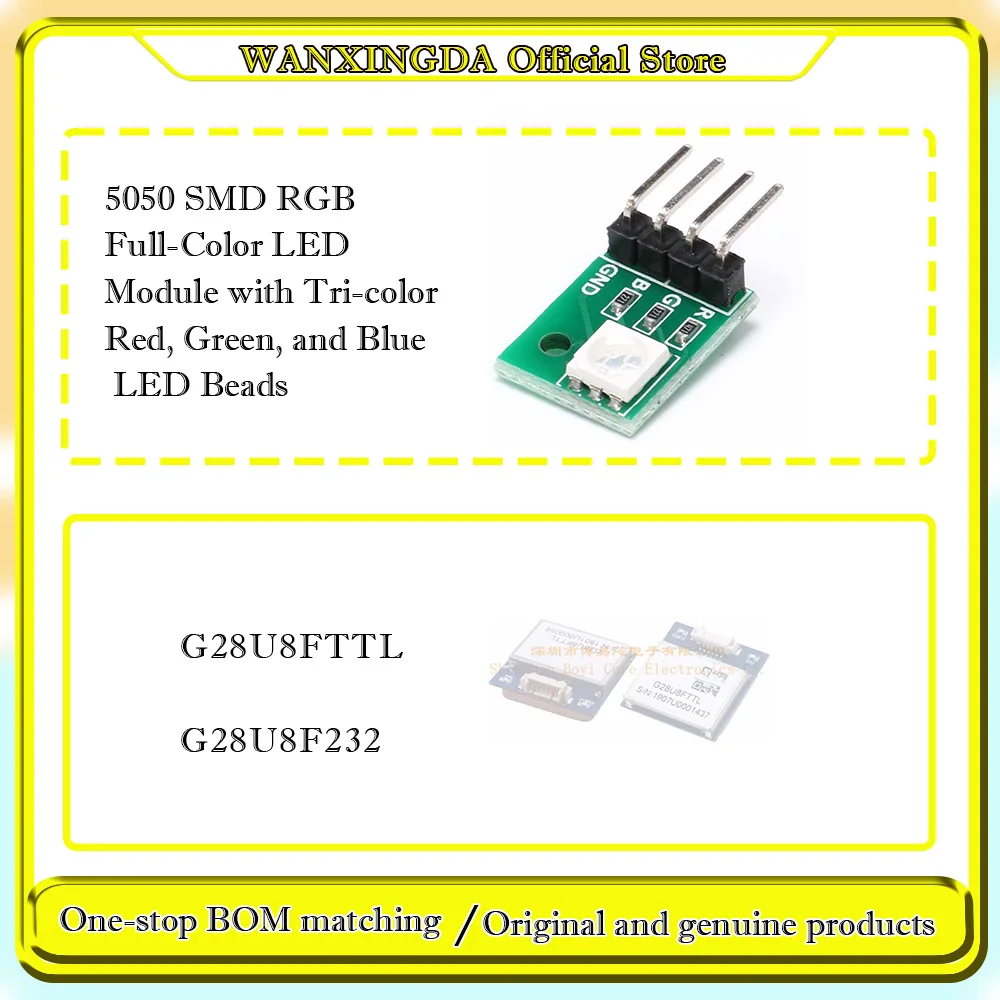 G28U8FTTL G28U8F232 5050 SMD RGB Full-Color LED Module with Tri-color Red, Green, and Blue LED Beads
G28U8FTTL G28U8F232 5050 SMD RGB Full-Color LED Module with Tri-color Red, Green, and Blue LED Beads