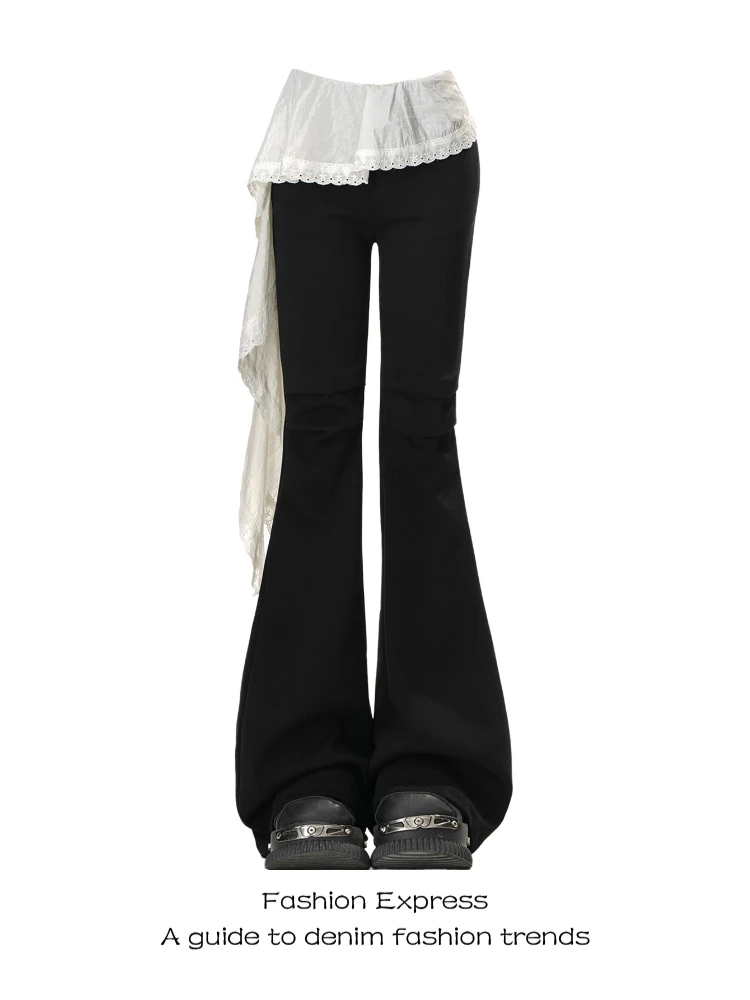 Elegant Lace Splice Straight Leggings Women's Summer High Street Design Bell Bottoms Slim Fit Casual Trousers
Elegant Lace Splice Straight Leggings Women's Summer High Street Design Bell Bottoms Slim Fit Casual Trousers