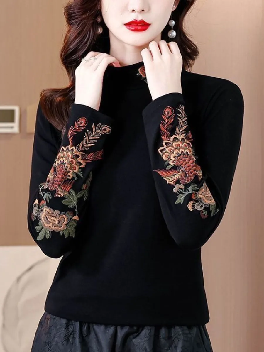 Women's Embroidered Double-sided Fleece Long Sleeve Base Shirt Warm Fashionable Autumn Winter New Style Ethnicity Wind Coat
Women's Embroidered Double-sided Fleece Long Sleeve Base Shirt Warm Fashionable Autumn Winter New Style Ethnicity Wind Coat