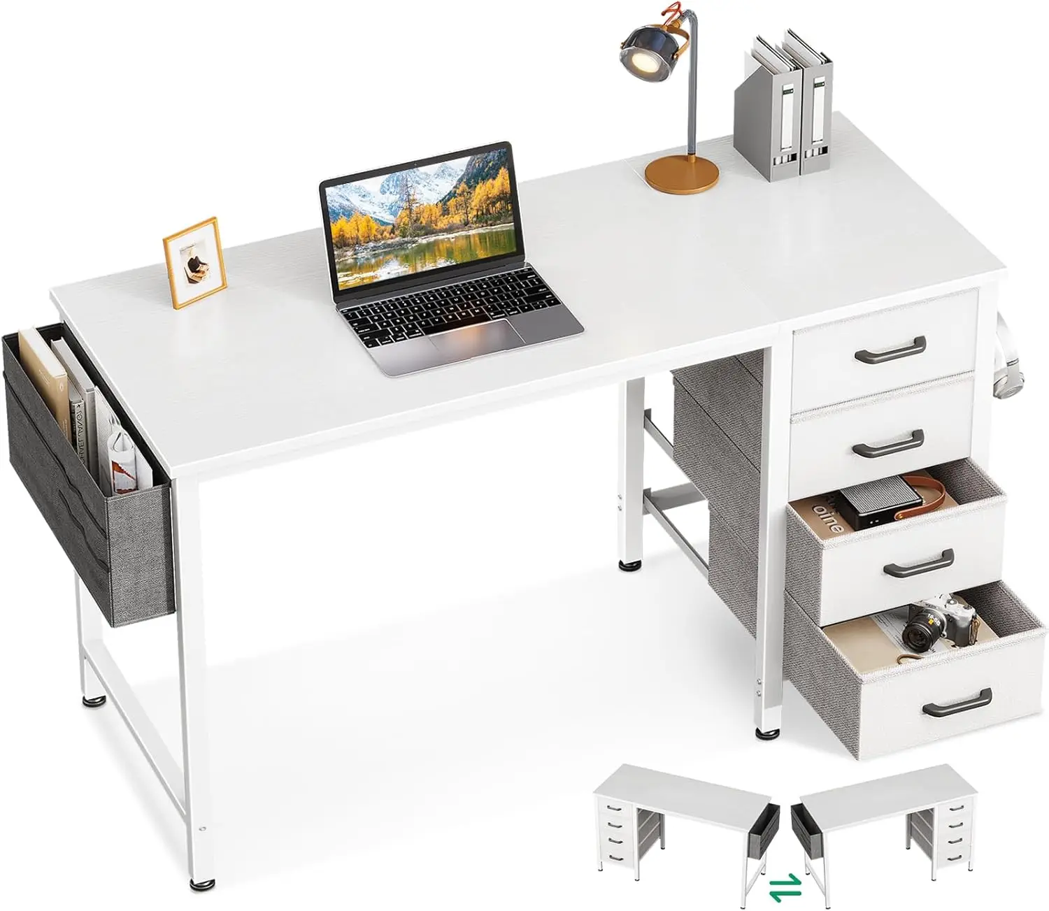 40-Inch Small Computer Desk With 4 Fabric Drawers — Home Office Desks With Storage, Writing Desk With Side Hook And Cloth Bag,
40-Inch Small Computer Desk With 4 Fabric Drawers — Home Office Desks With Storage, Writing Desk With Side Hook And Cloth Bag,