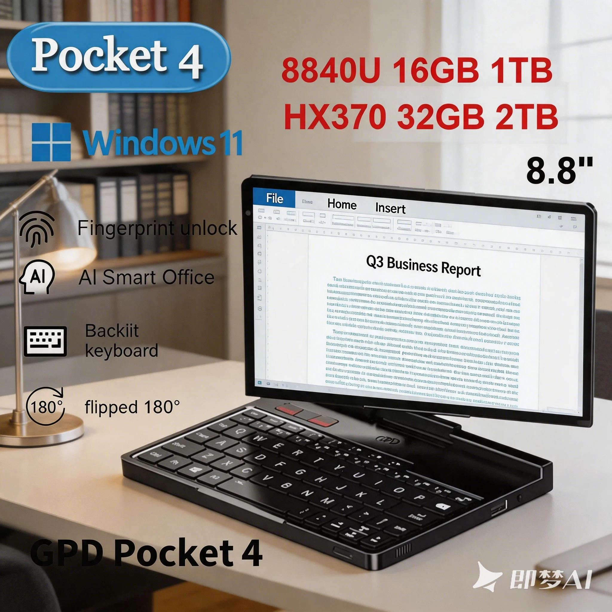 2026 New GPD Pocket 4 8.8" Business PC, AMD AI 9 HX 370, 64GB RAM, 2TB NVMe, 180° Flip Portable Laptop
2026 New GPD Pocket 4 8.8" Business PC, AMD AI 9 HX 370, 64GB RAM, 2TB NVMe, 180° Flip Portable Laptop