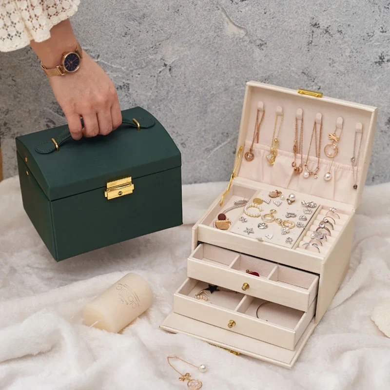 Portable Large Three-layers Jewelry Box PU Leather Necklace Earring Ring Holder Casket Makeup Storage Organizer Box for Gifts
Portable Large Three-layers Jewelry Box PU Leather Necklace Earring Ring Holder Casket Makeup Storage Organizer Box for Gifts