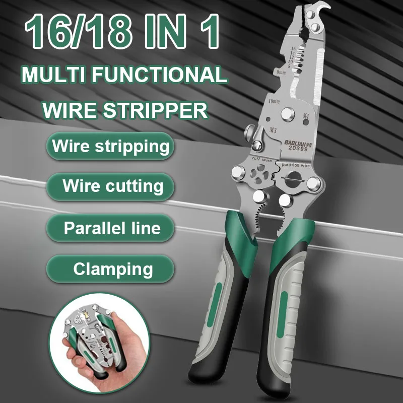 18 In 1 Foldable Wire Stripper Cable Cutter Pliers Wire Cutting Pliers For Electrician Multi Functional Wire Stripping Tools
18 In 1 Foldable Wire Stripper Cable Cutter Pliers Wire Cutting Pliers For Electrician Multi Functional Wire Stripping Tools