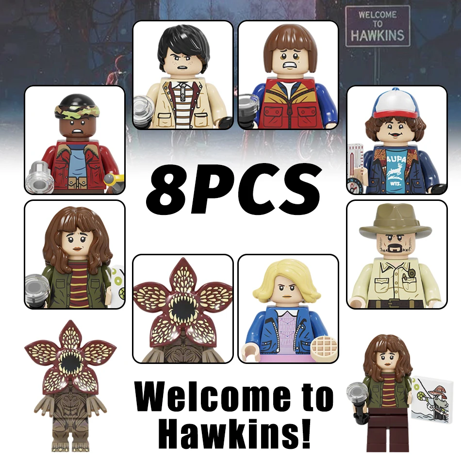 Акции! Набор из 8 фигурок персонажей из фильма «Очень странные дела»: Дастин, Майк, Векна, Уилл, Элевин. Конструктор для детей.
Акции! Набор из 8 фигурок персонажей из фильма «Очень странные дела»: Дастин, Майк, Векна, Уилл, Элевин. Конструктор для детей.