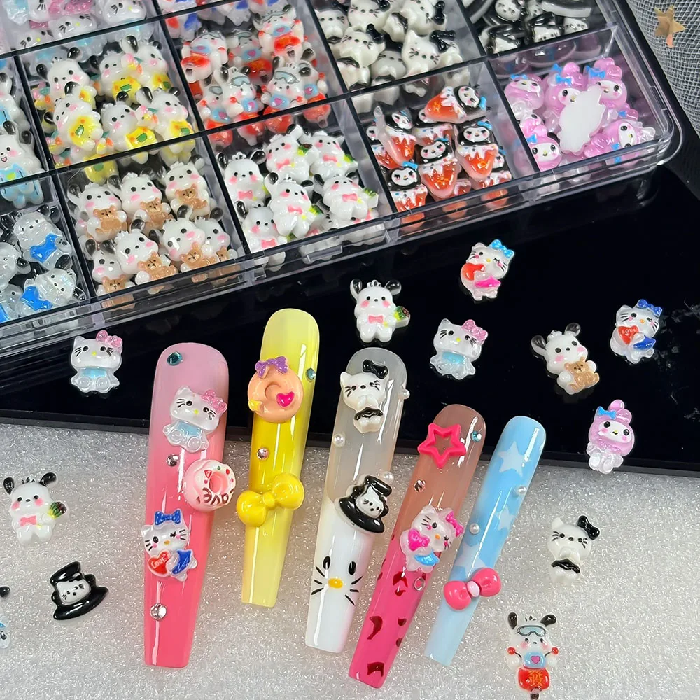 120 шт./кор. Мультяшные 3D-украшения для ногтей Hello Kitty, Pochacco, Kawaii Kuromi, My Melody, смоляные стразы для рукоделия и декора ногтей
120 шт./кор. Мультяшные 3D-украшения для ногтей Hello Kitty, Pochacco, Kawaii Kuromi, My Melody, смоляные стразы для рукоделия и декора ногтей