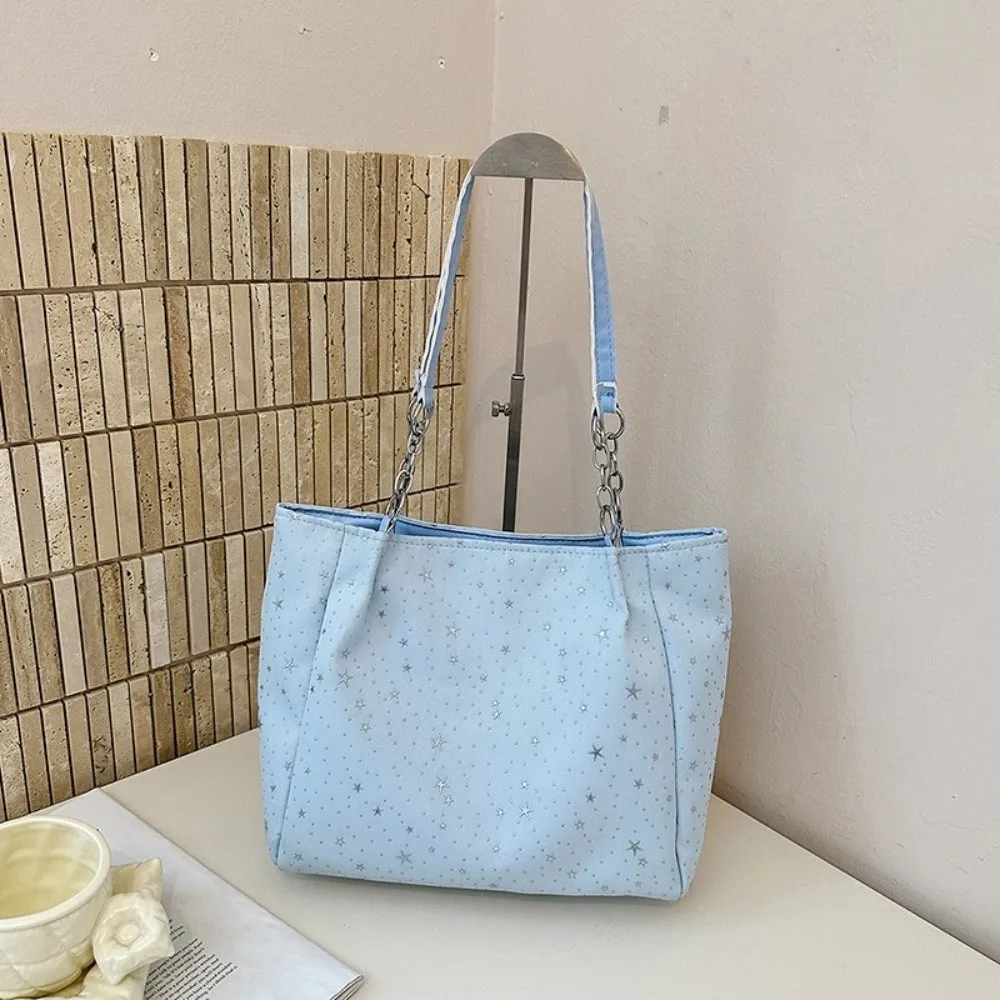 Durable Star Pattern Shoulder Bag Versatile Chain Strap Large Capacity Handbag Solid Color Soft Underarm Tote Bag Shopping
Durable Star Pattern Shoulder Bag Versatile Chain Strap Large Capacity Handbag Solid Color Soft Underarm Tote Bag Shopping