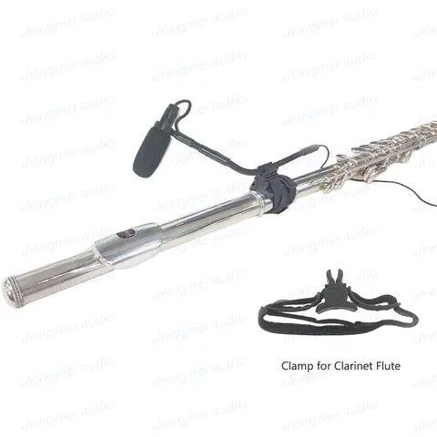 Micrófono de instrumento Musical con Clip para clarinete de flauta, sistema inalámbrico Shure, entrada de alimentación Phantom de 48V, micrófono de cuello de cisne Flexible