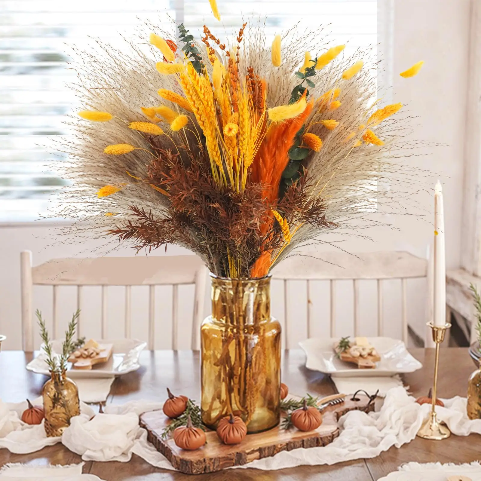 Fall Dried Flower Decor Pampas Dried Flower Bouquet Autumn Orange Table Centerpieces Boho Flower for Wedding Holiday Party Decor
Fall Dried Flower Decor Pampas Dried Flower Bouquet Autumn Orange Table Centerpieces Boho Flower for Wedding Holiday Party Decor