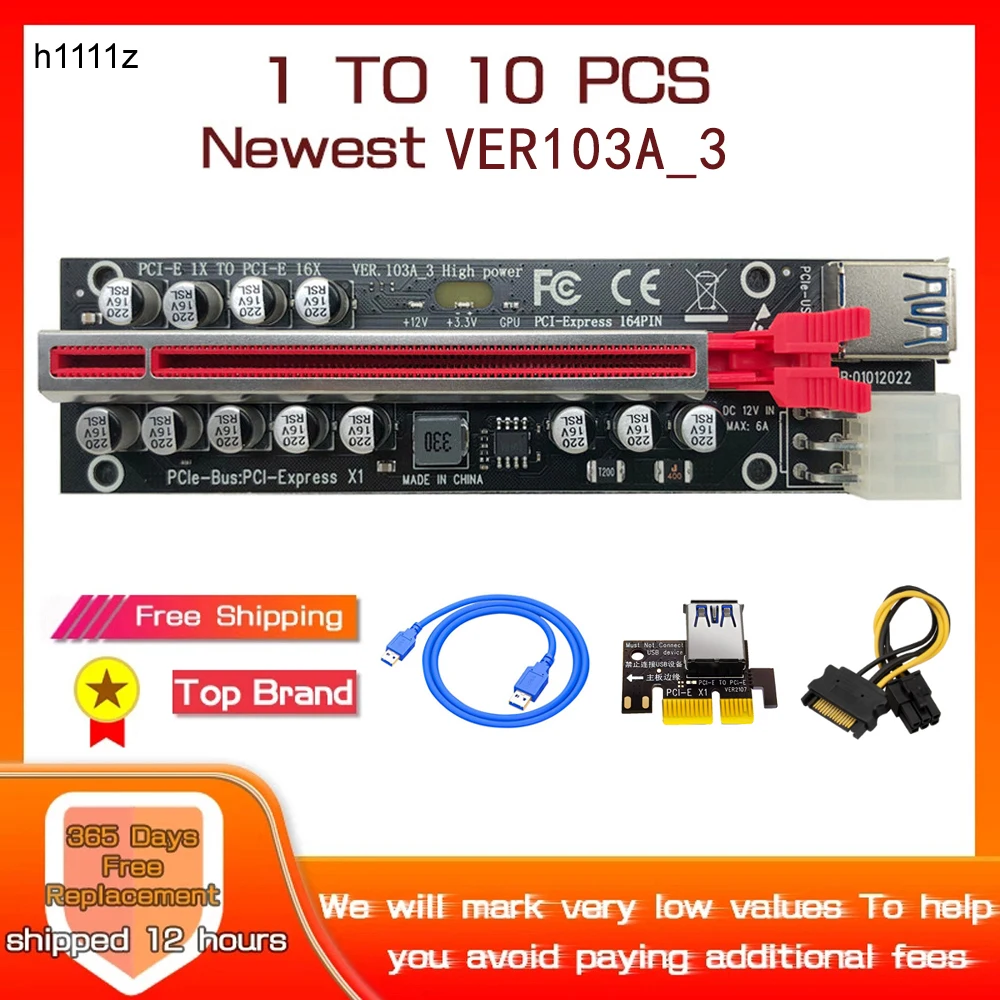 Переходник для видеокарты, USB 3,0, кабель VER103A PCIE, Райзер для PCI Express X16, Райзер, карта PCI-E для майнинга, 1-10 шт.
Переходник для видеокарты, USB 3,0, кабель VER103A PCIE, Райзер для PCI Express X16, Райзер, карта PCI-E для майнинга, 1-10 шт.