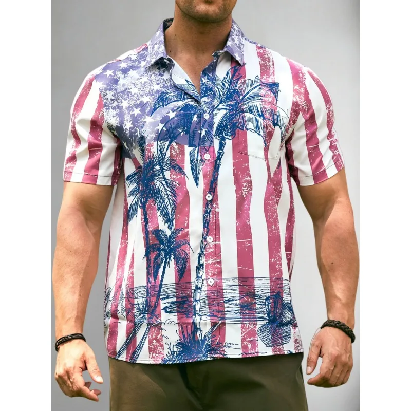Summer retro shirt printed beach short sleeved lapel shirt for men
Summer retro shirt printed beach short sleeved lapel shirt for men