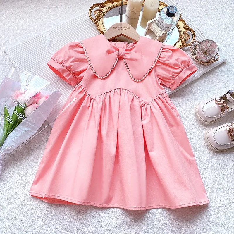 Popular Summer Dress Girls' Pink Princess Dress Doll Collar Bubble Sleeve Dress Breathable Fashionable Sweet Children's Dress
Popular Summer Dress Girls' Pink Princess Dress Doll Collar Bubble Sleeve Dress Breathable Fashionable Sweet Children's Dress