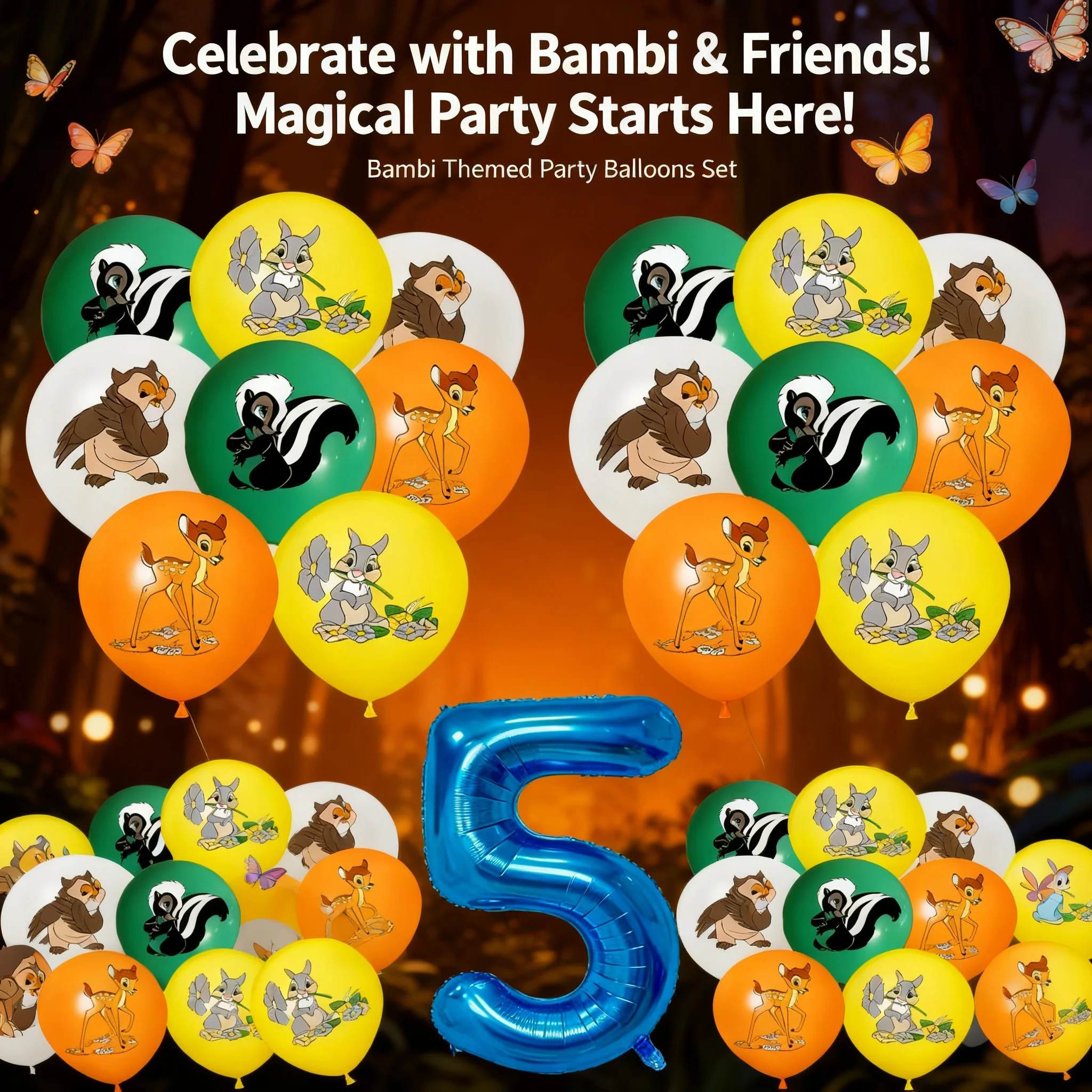 Bambi Forest Pet Deer Birthday Party Banner Cake Topper Balloon Decoration Backdrop Boys Animal Birthday Supplies
Bambi Forest Pet Deer Birthday Party Banner Cake Topper Balloon Decoration Backdrop Boys Animal Birthday Supplies