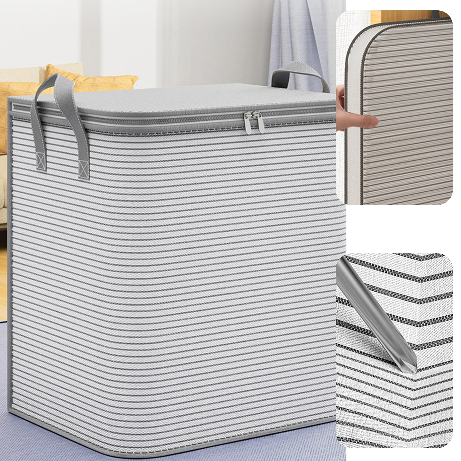 Simple Striped Printed Quilt Storage Bag Multifunctional Clothes Storage Box For Basement/Attic
Simple Striped Printed Quilt Storage Bag Multifunctional Clothes Storage Box For Basement/Attic