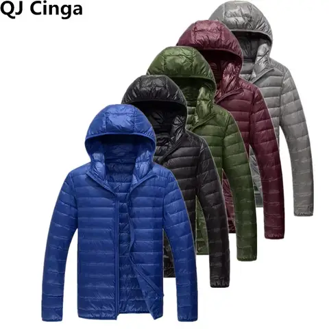 Chaqueta con capucha de plumas para hombre, abrigo cálido de gama alta de Color puro, abrigo masculino de Boutique de invierno, abrigo ligero fino
