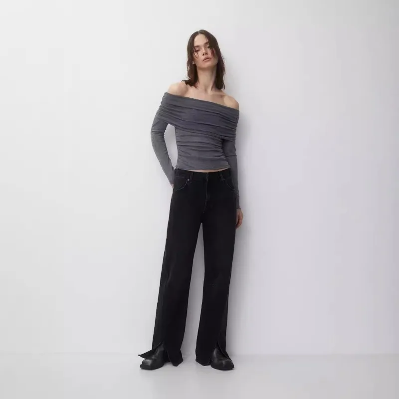 Women's Autumn Spring Top T-shirt Off-the-shoulder Solid Color Long Sleeve Sexy Simple Casual Design Fashion Soft Niche Skinny
Women's Autumn Spring Top T-shirt Off-the-shoulder Solid Color Long Sleeve Sexy Simple Casual Design Fashion Soft Niche Skinny