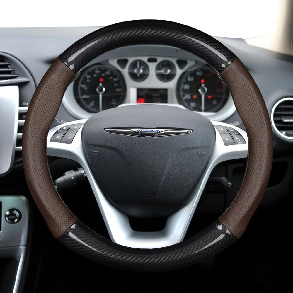 Car Steering Wheel Cover for Chrysler 300c 300 Pacifica 200 Sebring PT Cruiser Non-Slip Carbon fiber Leather Auto Accessories
Car Steering Wheel Cover for Chrysler 300c 300 Pacifica 200 Sebring PT Cruiser Non-Slip Carbon fiber Leather Auto Accessories