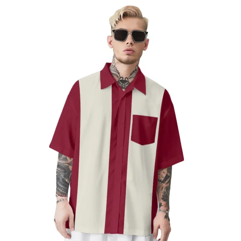 Two-color Striped Print Shirt Men's Hawaiian Chest Pocket Shirt Casual Short Sleeve Daily Smart Business Shirt For Men
Two-color Striped Print Shirt Men's Hawaiian Chest Pocket Shirt Casual Short Sleeve Daily Smart Business Shirt For Men