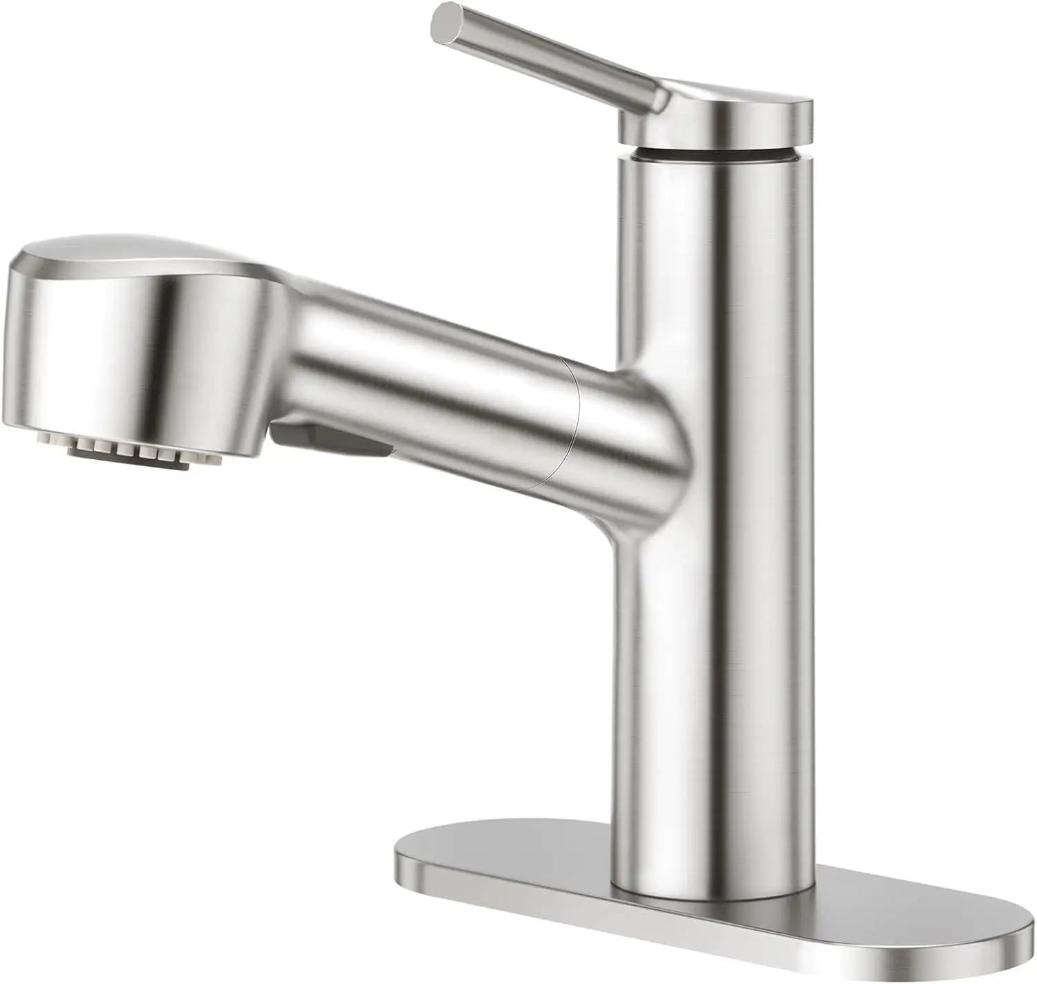 Single Hole Pull Out Bathroom Faucet with Sprayer for Laundry Room, Utility Sink, and Pet Bathing - Brushed Nickel Finish
Single Hole Pull Out Bathroom Faucet with Sprayer for Laundry Room, Utility Sink, and Pet Bathing - Brushed Nickel Finish