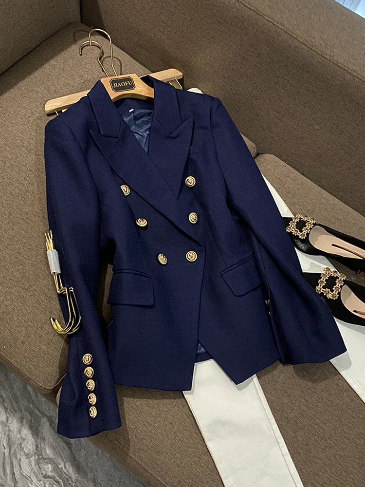 Slim Fit Metal Button Jaet Deep Blue Cotton Linen Faionable Women's Suit Commute Sle Long Sve Color A6794
Slim Fit Metal Button Jaet Deep Blue Cotton Linen Faionable Women's Suit Commute Sle Long Sve Color A6794