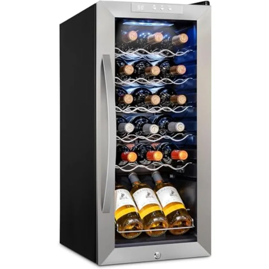 Wine cooler refrigerator for home bar use, stainless steel, black, 18-bottle capacity with digital temperature control 41F-64F,
Wine cooler refrigerator for home bar use, stainless steel, black, 18-bottle capacity with digital temperature control 41F-64F,
